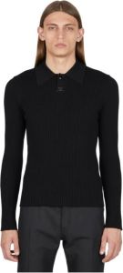 Courrèges Klassieke Snap Rib Gebreide Polo Sweater Zwart Heren