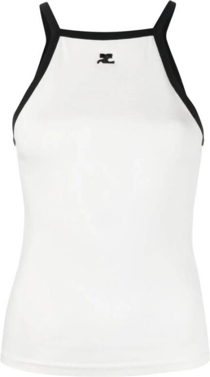 Courrèges Logo-geborduurd Katoenen Tanktop White Dames