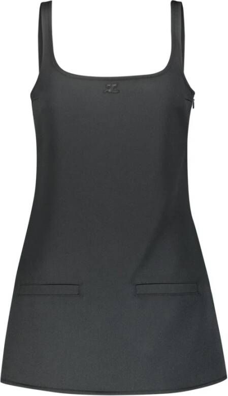 Courrèges Mouwloze jurk met erfgoedzakken Zwart Dames