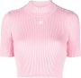 Courrèges Roze Geribbelde Crop Top Roze Dames - Thumbnail 1