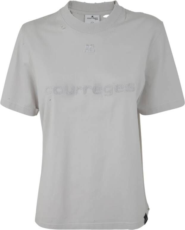 Courrèges Stoere Distressed Dry Jersey T-Shirt Grijs Dames