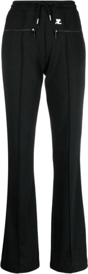 Courrèges Zwarte broek met logo en elastische taille Black Dames