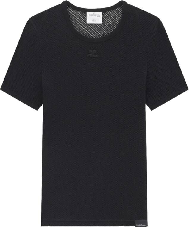 Courrèges Zwarte Mesh T-shirt voor Heren Zwart Heren