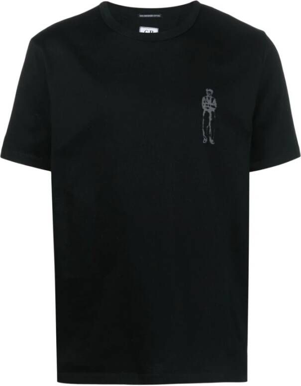 C.P. Company Bedrukt Logo Katoenen T-Shirt Zwart Heren