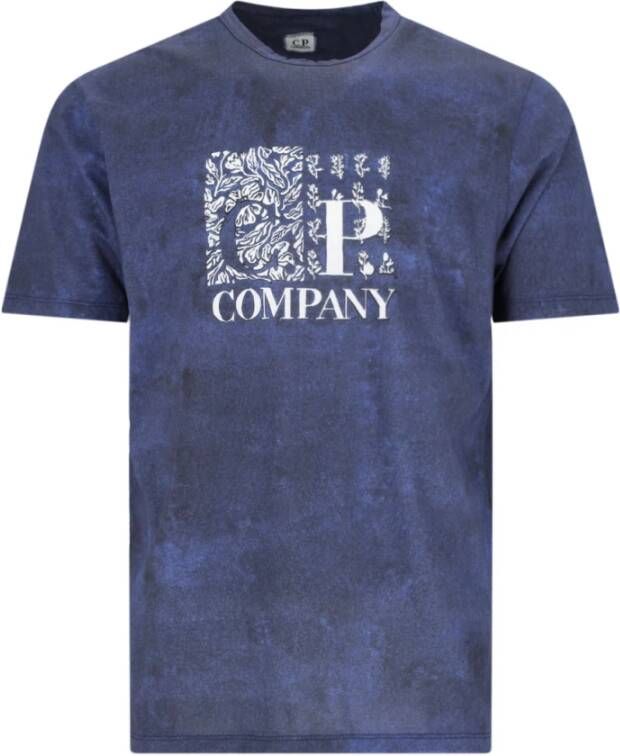 C.P. Company Blauw Katoenen T-shirt met Logo Print Blauw Heren