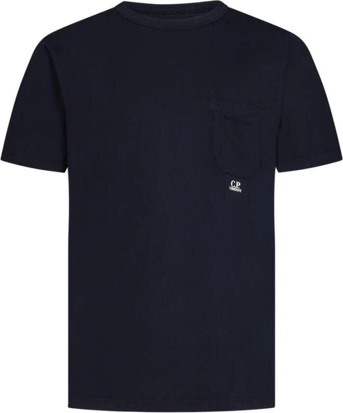 C.P. Company Blauw T-shirt met Contrasterend Logo Blauw Heren