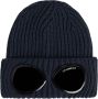 C.P. Company Blauwe Chunky Ribgebreide Beanie met Goggle-detail Blauw Heren - Thumbnail 1