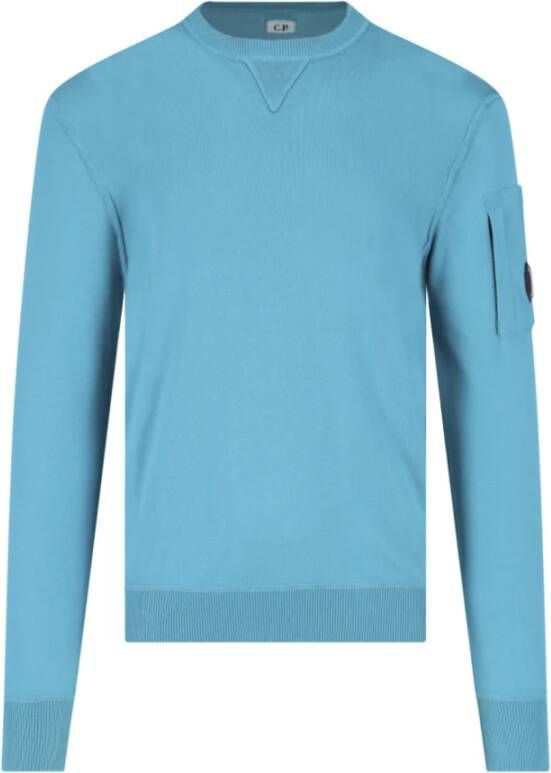 C.P. Company Blauwe Pullover met Ronde Hals voor Mannen Blauw Heren