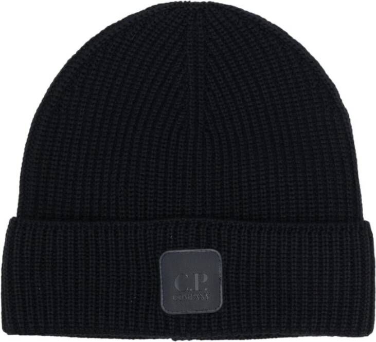 C.P. Company Blauwe Wol Logo Hoed met Klep Blauw Heren