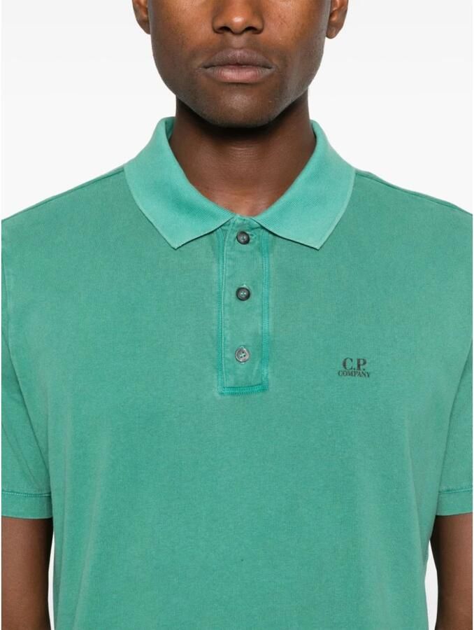 C.P. Company Grasgroene Logo Print Polo Shirt Green Heren - Foto 2
