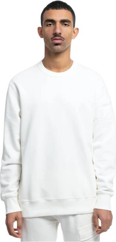 C.P. Company Diagonaal Fleece Logo Sweatshirt White Heren
