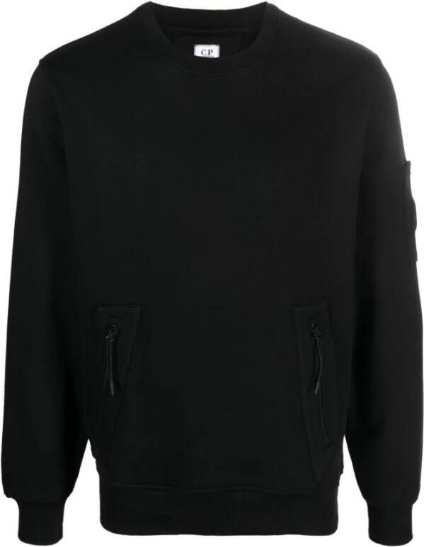 C.P. Company Diagonaal Verhoogde Fleece Kangaroo Sweater Zwart Heren