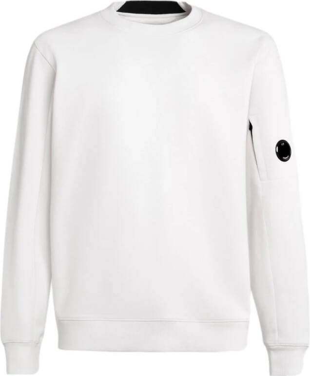 C.P. Company Diagonaal Verhoogde Ronde Hals Sweatshirt in Wit White Heren