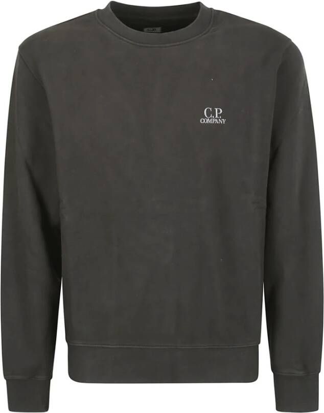 C.P. Company Zwart Sweatshirt met Klassieke Ronde Hals en Subtiel Logodetail Black Heren
