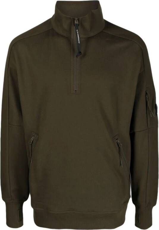 C.P. Company Diagonal Raised Fleece Quarter Zip Sweatshirt Groen Heren