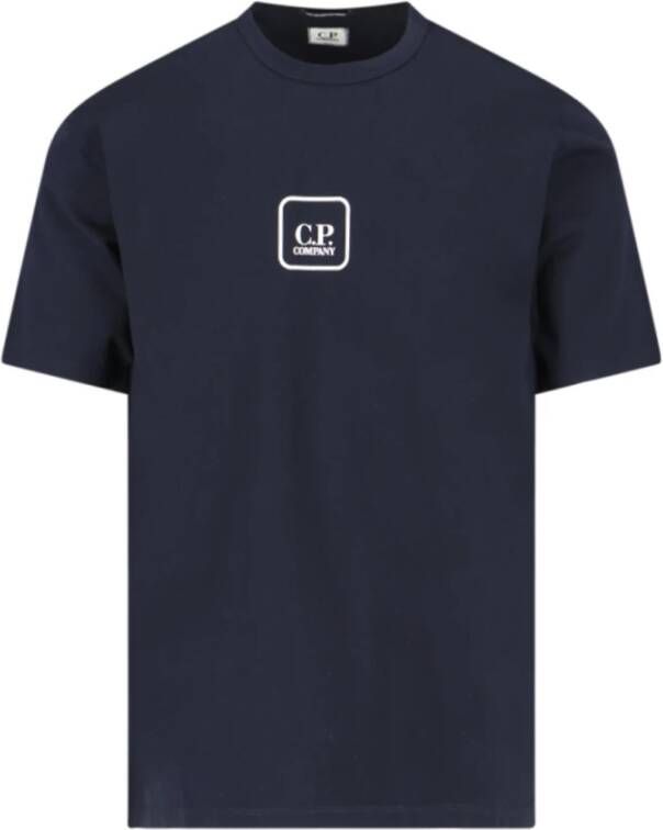 C.P. Company Metropolis Serie Mercerized Jersey Reverse Logo Print T-Shirt Blauw Heren