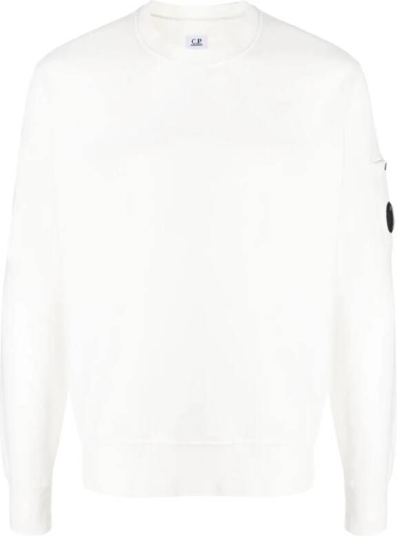 C.P. Company Geborsteld Emerized Diagonaal Fleece Sweatshirt White Heren
