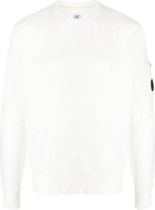 C.P. Company Geborsteld Emerized Diagonaal Fleece Sweatshirt Wit Heren