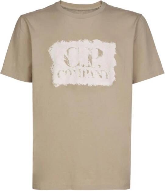 C.P. Company Gestructureerd Logo T-shirt Beige Heren