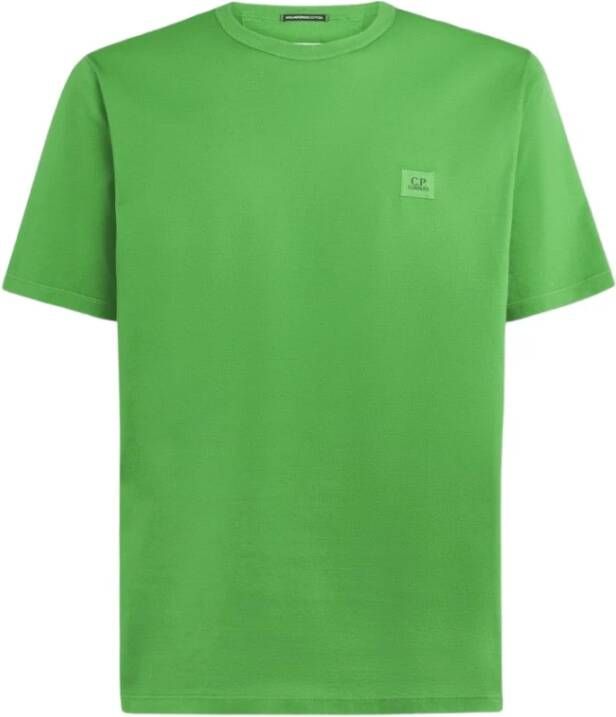 C.P. Company Groene T-shirt 70 2 Lichtgewicht Katoen Logo Slim Fit Green Heren