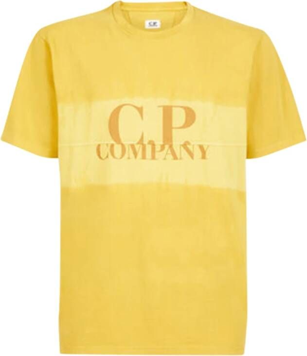 C.P. Company Jersey T-shirt met Tie-Dye-logo Geel Heren