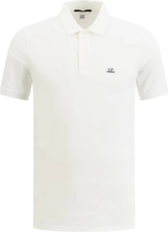 C.P. Company Slim Fit Polo Shirt met Logo Patch Detail White Heren
