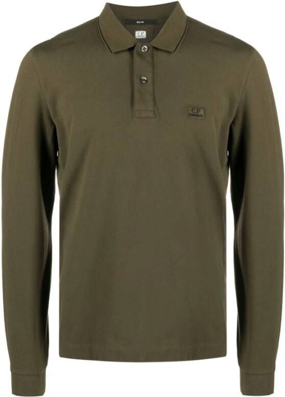 C.P. Company Slim Fit Polo Shirt met Lange Mouwen Green Heren