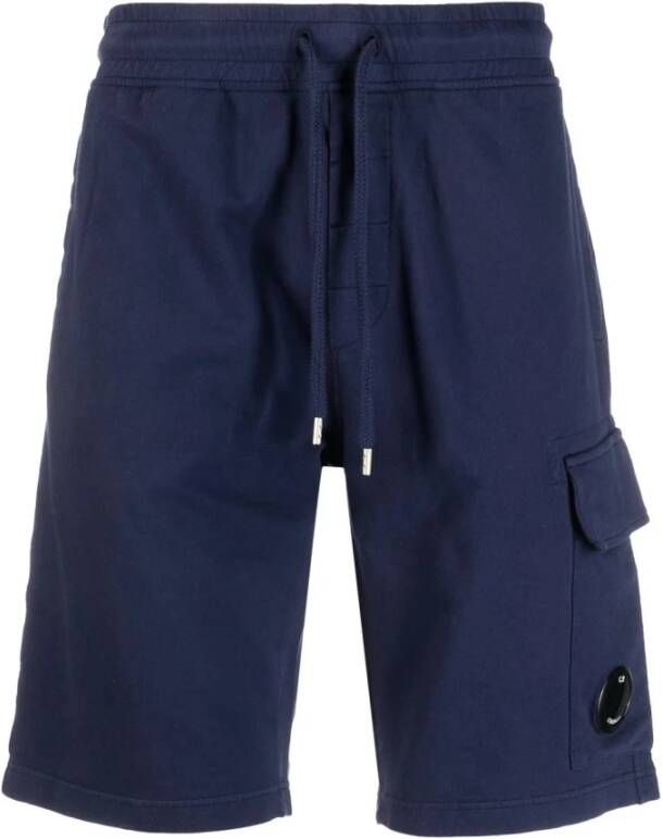 C.P. Company Knie-lengte katoenen fleece shorts Blauw Heren