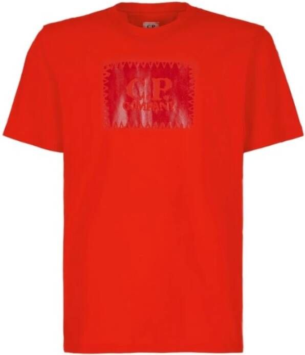 C.P. Company Korte Mouwen Schokkend T-Shirt met Grafische Print en Korte Mouwen Red Beige Heren