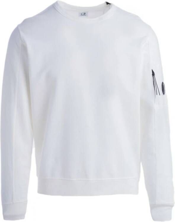 C.P. Company Licht Fleece Crew Neck Sweater in Wit White Heren