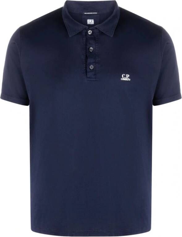 C.P. Company Logo Print Polo Shirt Blauw Heren