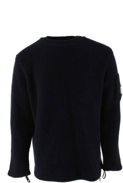 C.P. Company Marineblauwe Wollen Blend Jersey Sweater voor Heren Blauw Heren