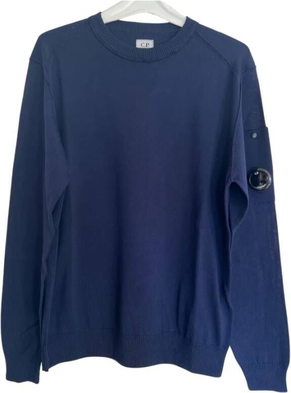 C.P. Company Marino Katoenen Gebreide Ronde Hals Trui Blauw Heren