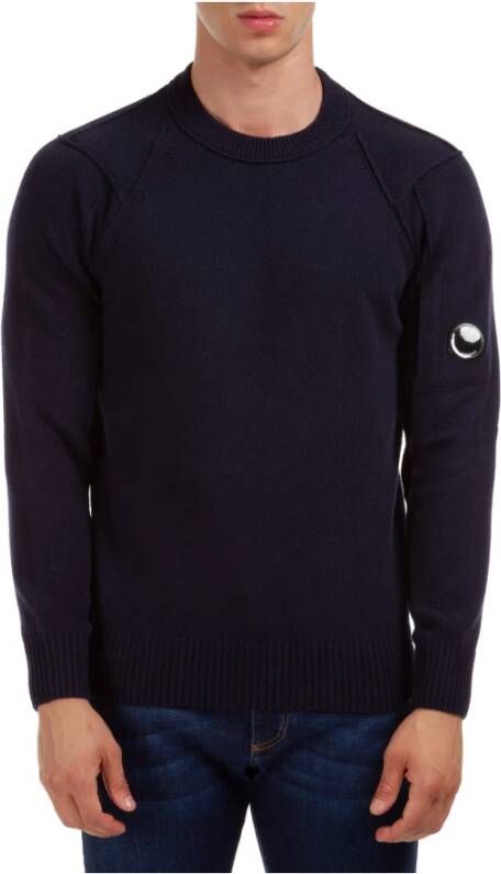 C.P. Company men crew neck neckline jumper sweater pullover lens Blauw Heren