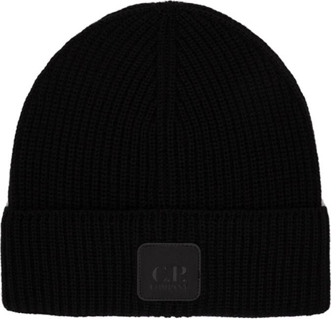 C.P. Company Chunky Geribbelde Gebreide Wollen Muts Black Heren