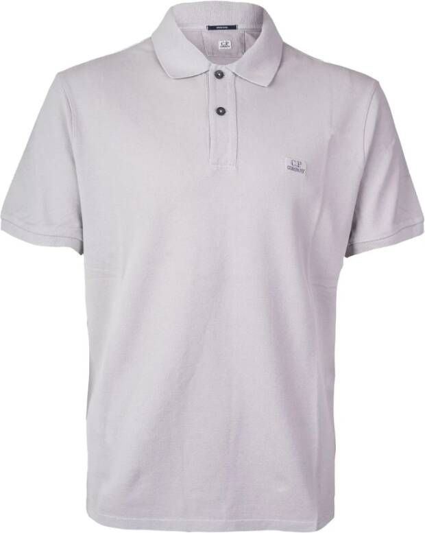 C.P. Company Grijze Polo Shirt met Logo-Patch Grijs Heren