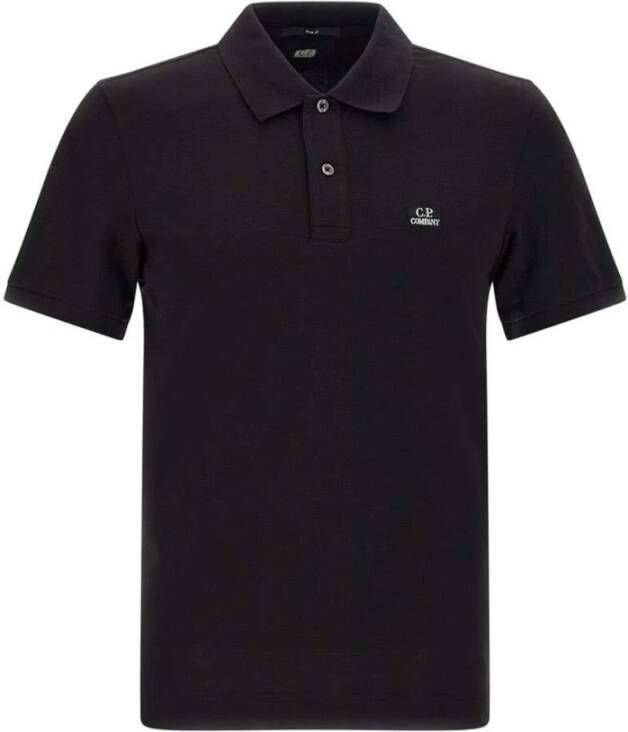 C.P. Company Slim Fit Polo Shirt met Logo Patch Detail Black Heren
