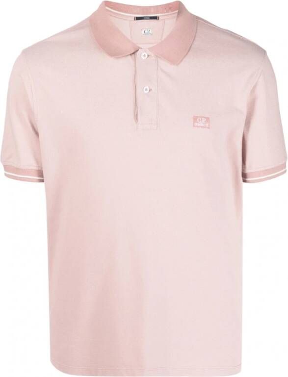 C.P. Company Heren Roze Polo Shirt met Uniek Tacting Piquit Design Pink Heren