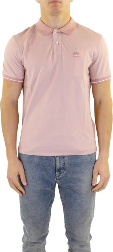 C.P. Company Heren Roze Polo Shirt met Uniek Tacting Piquit Design Roze Heren