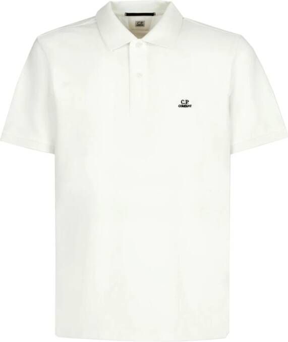 C.P. Company Slim Fit Polo Shirt met Logo Patch Detail White Heren