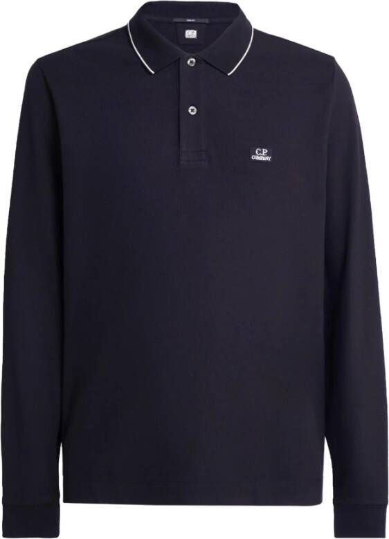 C.P. Company Slim Fit Polo Shirt met Lange Mouwen Blauw Heren