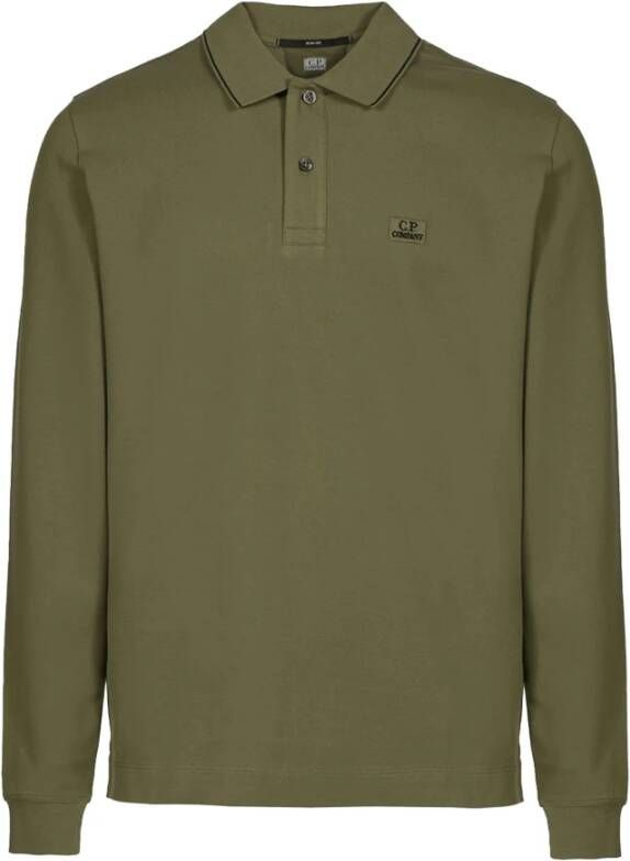 C.P. Company Slim Fit Polo Shirt met Lange Mouwen Groen Heren