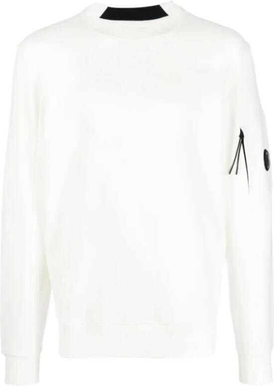 C.P. Company Diagonaal Verhoogde Ronde Hals Sweatshirt in Wit White Heren