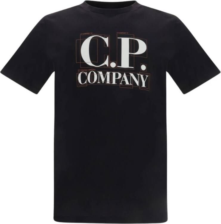 C.P. Company Stijlvolle Zwarte T-Shirt met Grafische Print Zwart Heren
