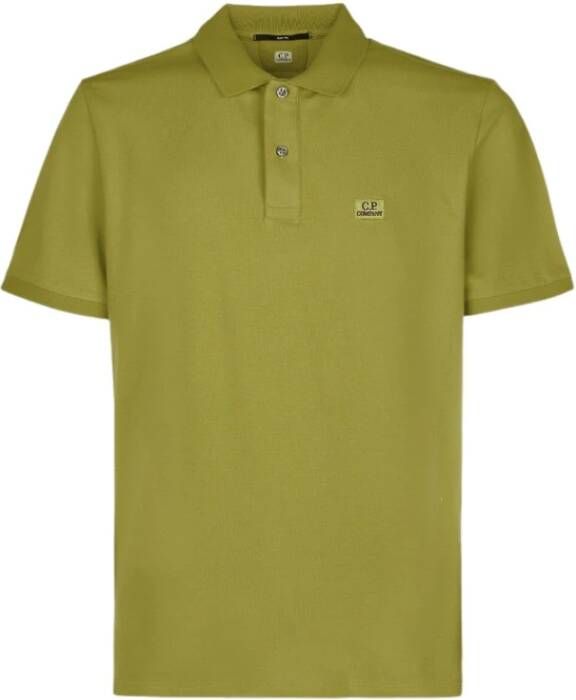 C.P. Company Italiaanse Stijl Stretch Pique Logo Polo Shirt Green Heren
