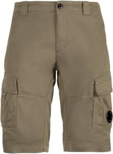 C.P. Company Strech Satee Cargo Shorts Groen Heren