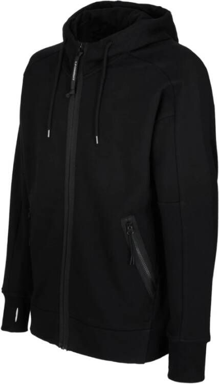 C.P. Company Zwarte hoodie met ritssluiting en kenmerkende bril Zwart Heren