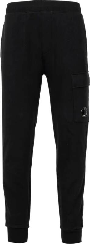 C.P. Company Luxe zwarte fleece sweatpants met diagonale textuur Black Heren