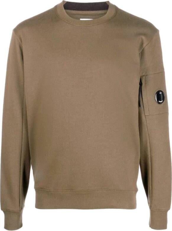 C.P. Company Diagonaal Fleece Sweatshirt met Lensdetail Green Heren