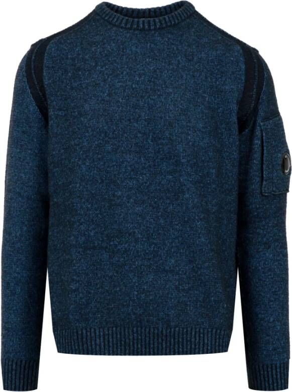 C.P. Company Lichtblauwe Sweaters met Moulinée Design Blauw Heren